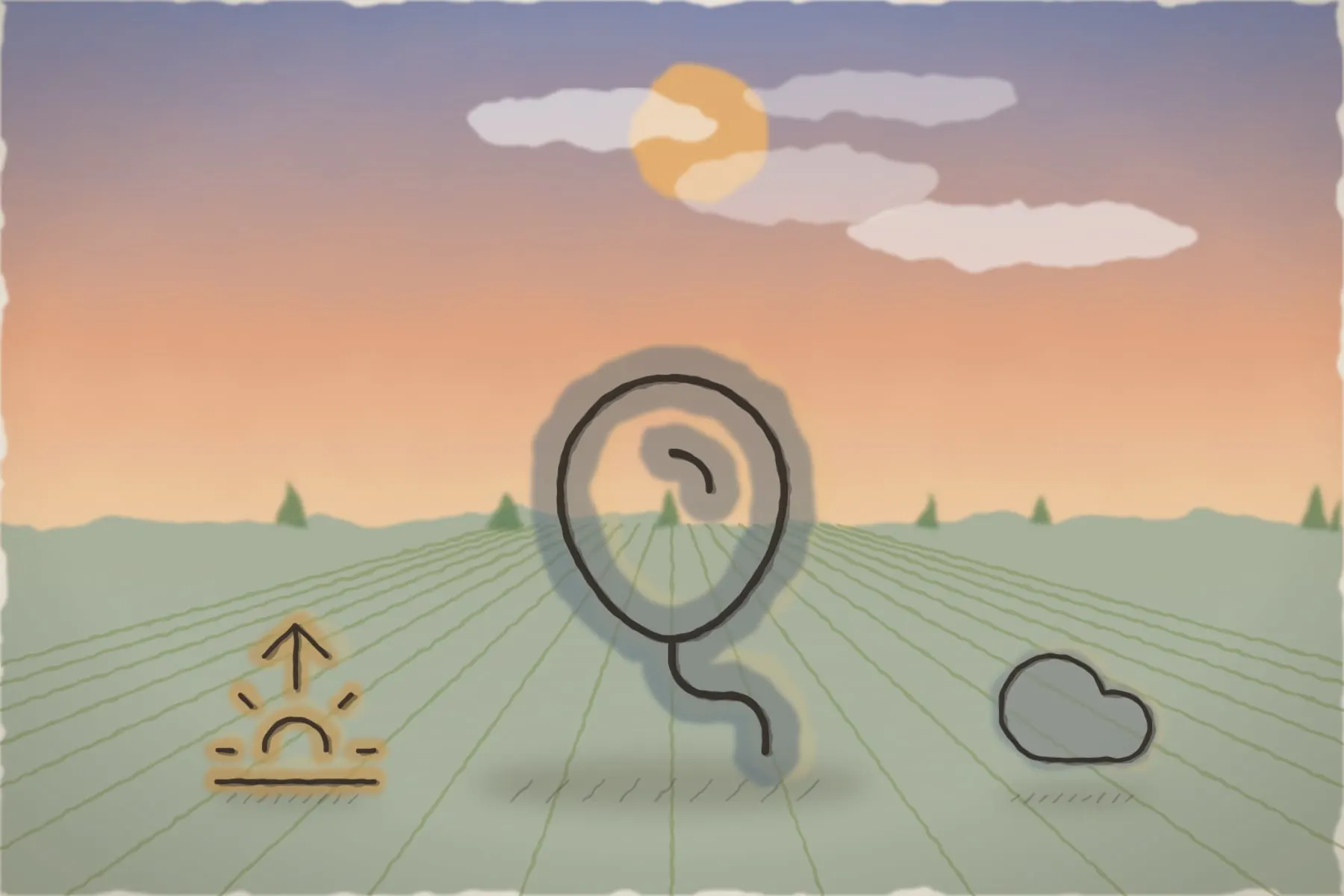 Zbor în grup la răsărit (ilustrație)